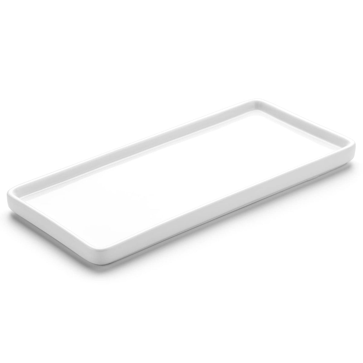 Gurygo 8" Bathroom Trays - Ceramic Vanity Tray for Bathroom - Small Ceramic Tray - Kitchen Soap Trays - Porcelain Dispenser Organizer for Kitchen Bathtub Counter (White)