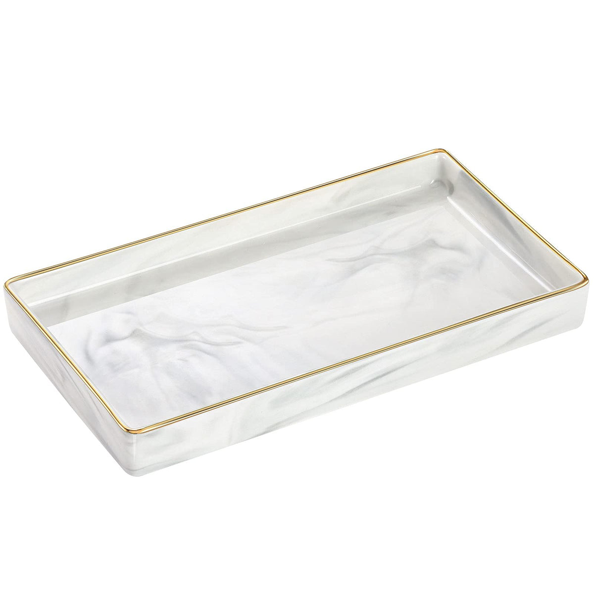 Luxspire Bathroom Vanity Tray Ceramic Perfume and Jewelry Dish, Mini, Black