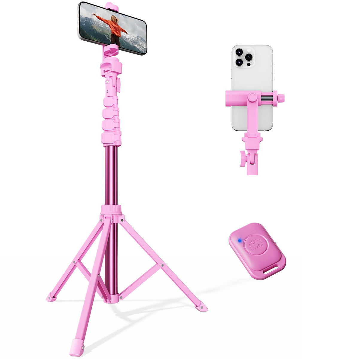 VIMOSE 66" Phone Tripod, Tripod for iPhone with Remote & Phone Stand