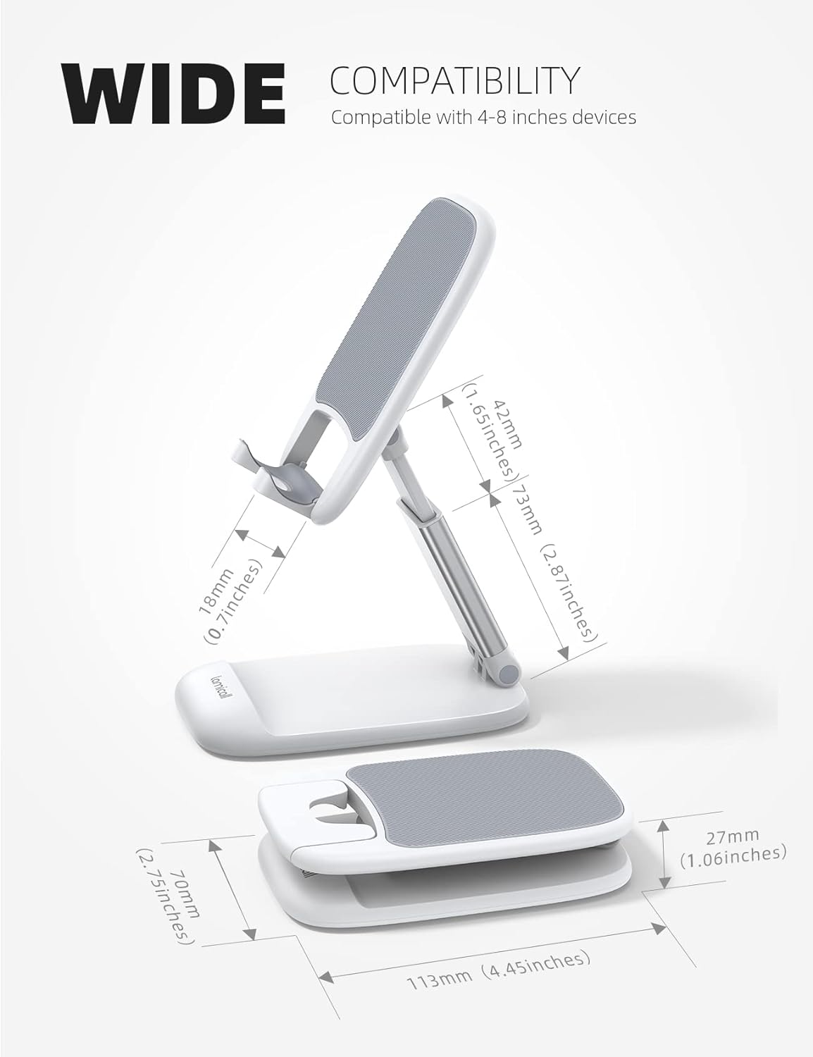 Lamicall White Cell Phone Stand for Desk, Phone Holder