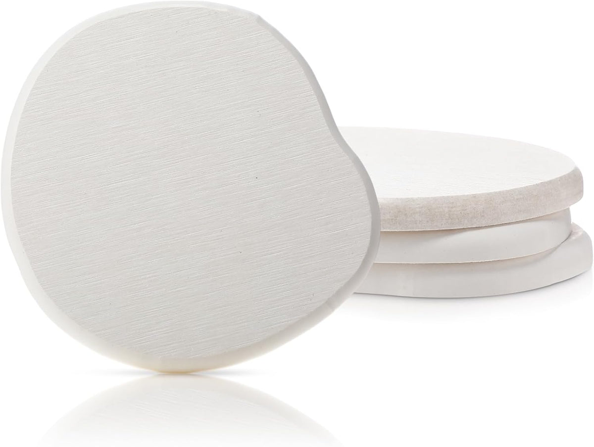 Diatomaceous Earth Coasters Set of 4,Cool Absorbent Quick-Dry Drink Coasters for Desks, Cute Modern Stone Design with Stylish White Aesthetic (4, White)