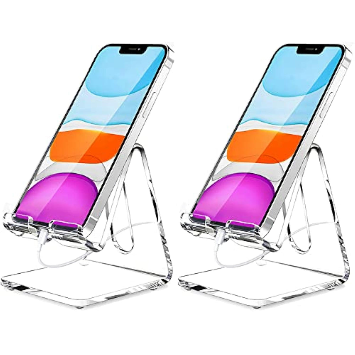 Crpich Acrylic Cell Phone Stand, Portable Clear Phone Stand for Desk, Compatible with Phone16 15 14 13 Pro Max Mini 12 11 Plus SE, Switch, Android Smartphone, Pad, Tablet, Desk Accessories