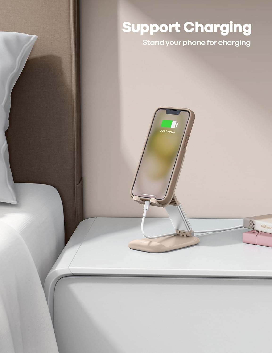 Lamicall Khaki Phone Holder for Desk, Cellphone Stand