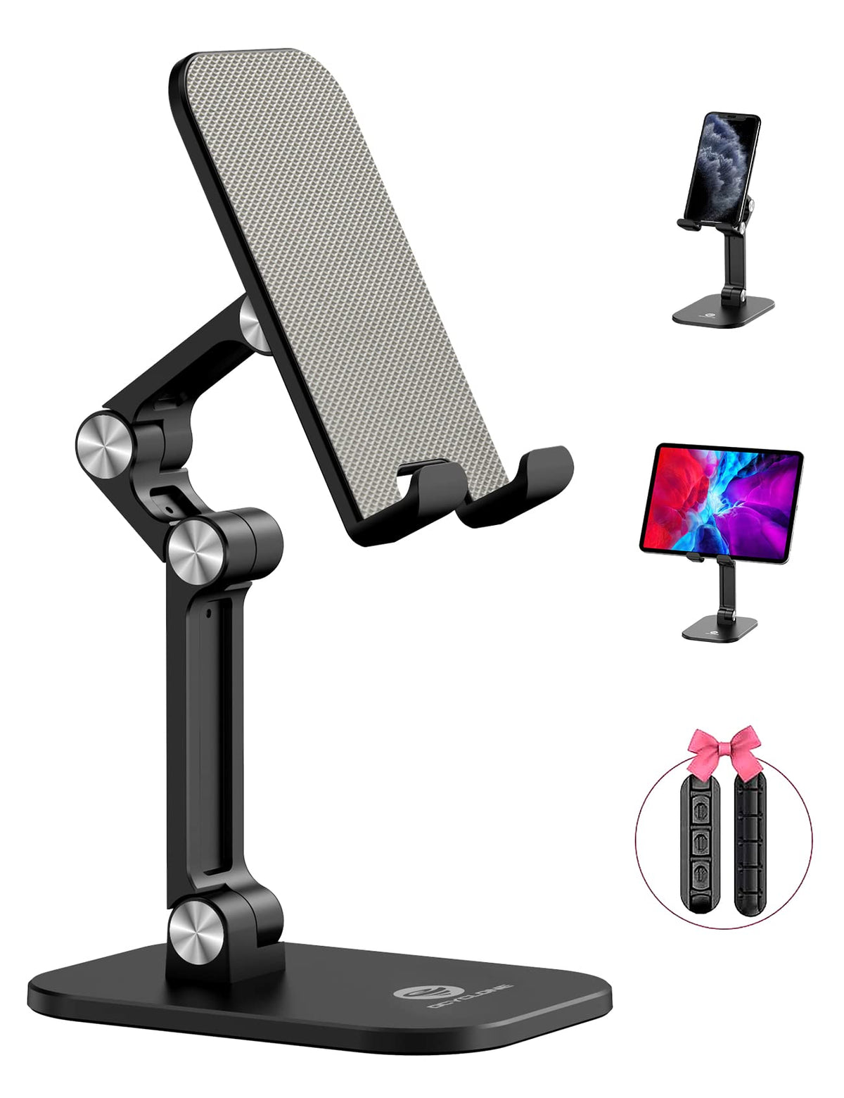 OCYCLONE Phone Stand for Desk, Foldable Cell Phone Stand Holder, Black
