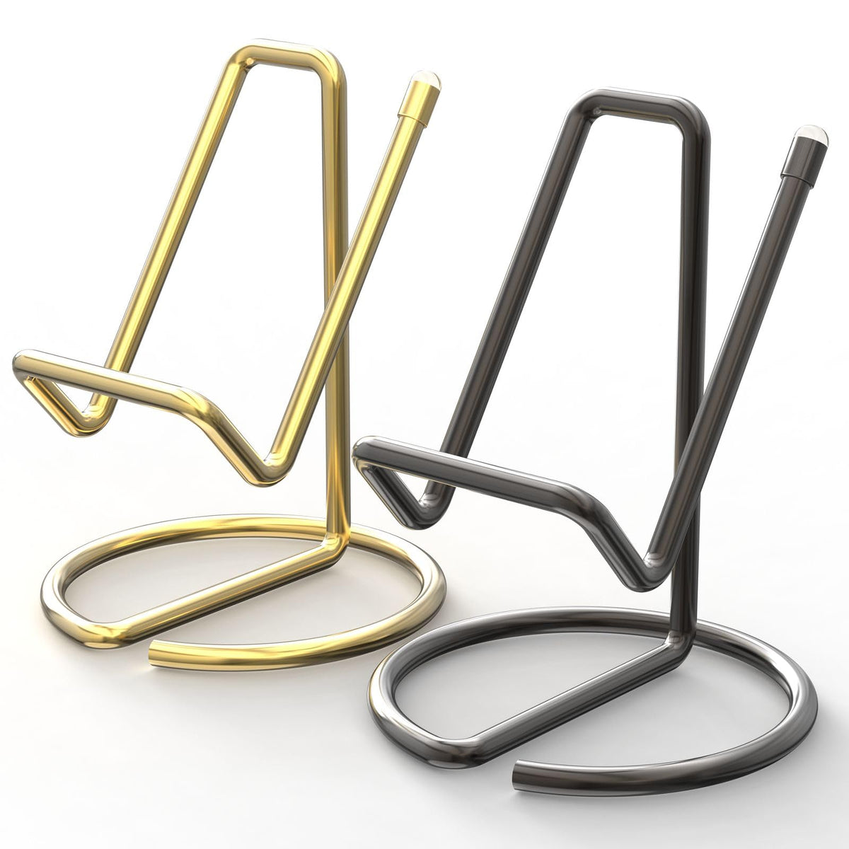 Metal Cell Phone Stand for Desk, Cute One-Piece Phone Holder, Stable Desktop Display Dock for iPhone, iPad, Samsung, Tablets & All Mobile Phones, Gold