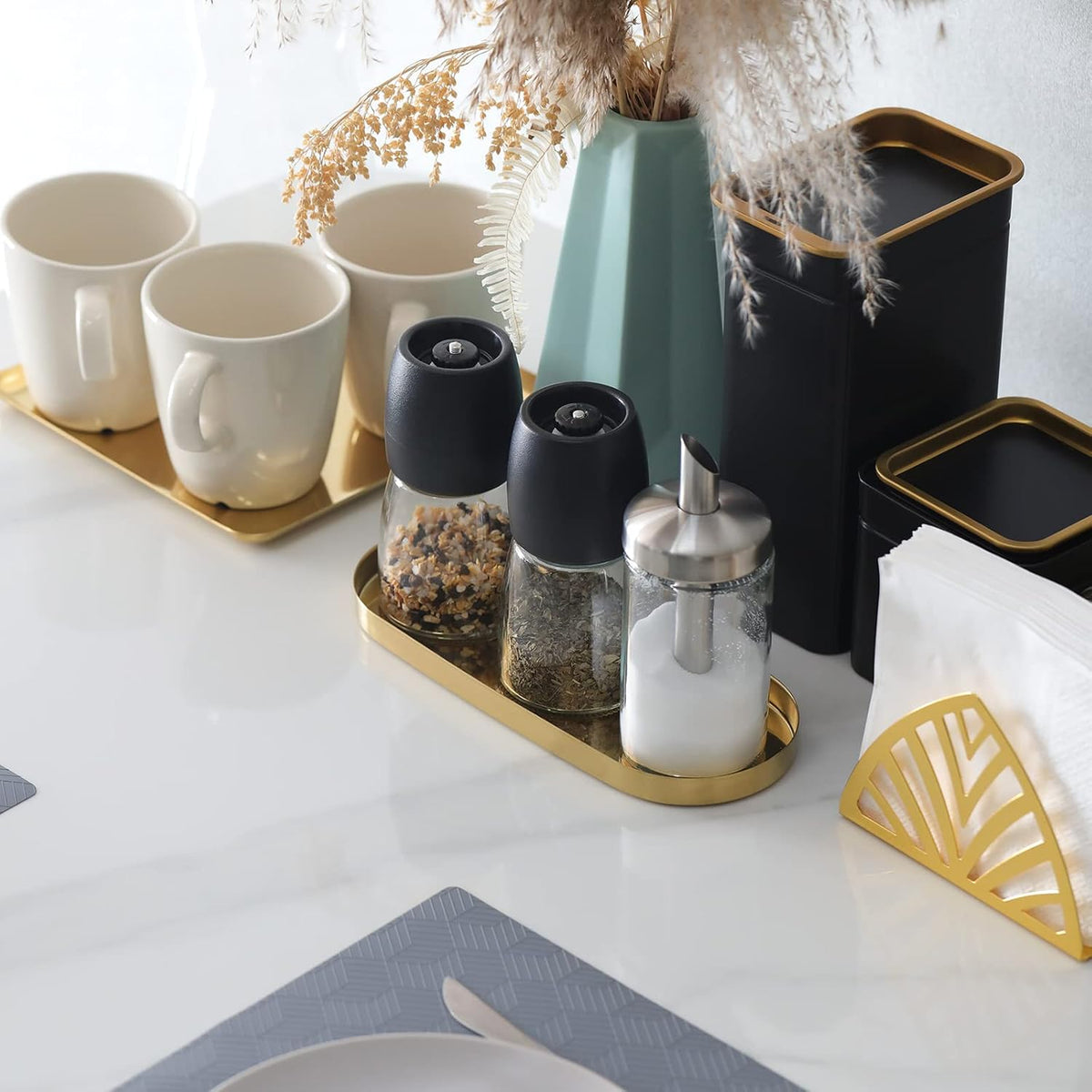 FREELOVE Mirror Gold Tray for Bathroom Vanity Perfume, Small Brass Metal Decorative Trays, Rectangle Round Oval Trinket for Napkin Glass Soap Sink Decanter Towel Candle Jewelry, 3.7''X9''