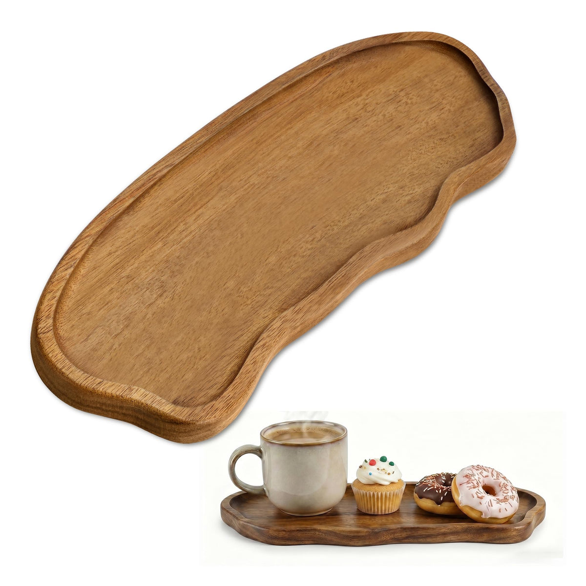 Small Wooden Tray | Acacia Wood Serving Tray Platter Mini Vanity Tray Decor