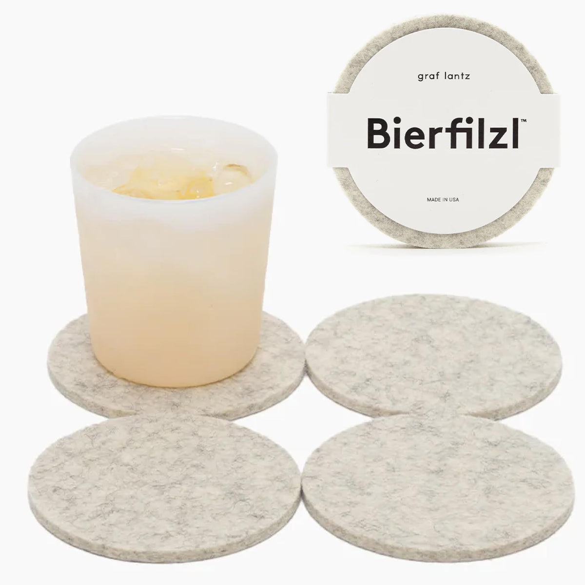 Graf Lantz - Bierfilzl Merino Wool Round Coasters Set of 4 - Charcoal (4" Circles) - Absorbs 30% of Weight - German Wool - Heat Resistant, Sustainable, & Reusable - Home Decor & Coffee Table Decor