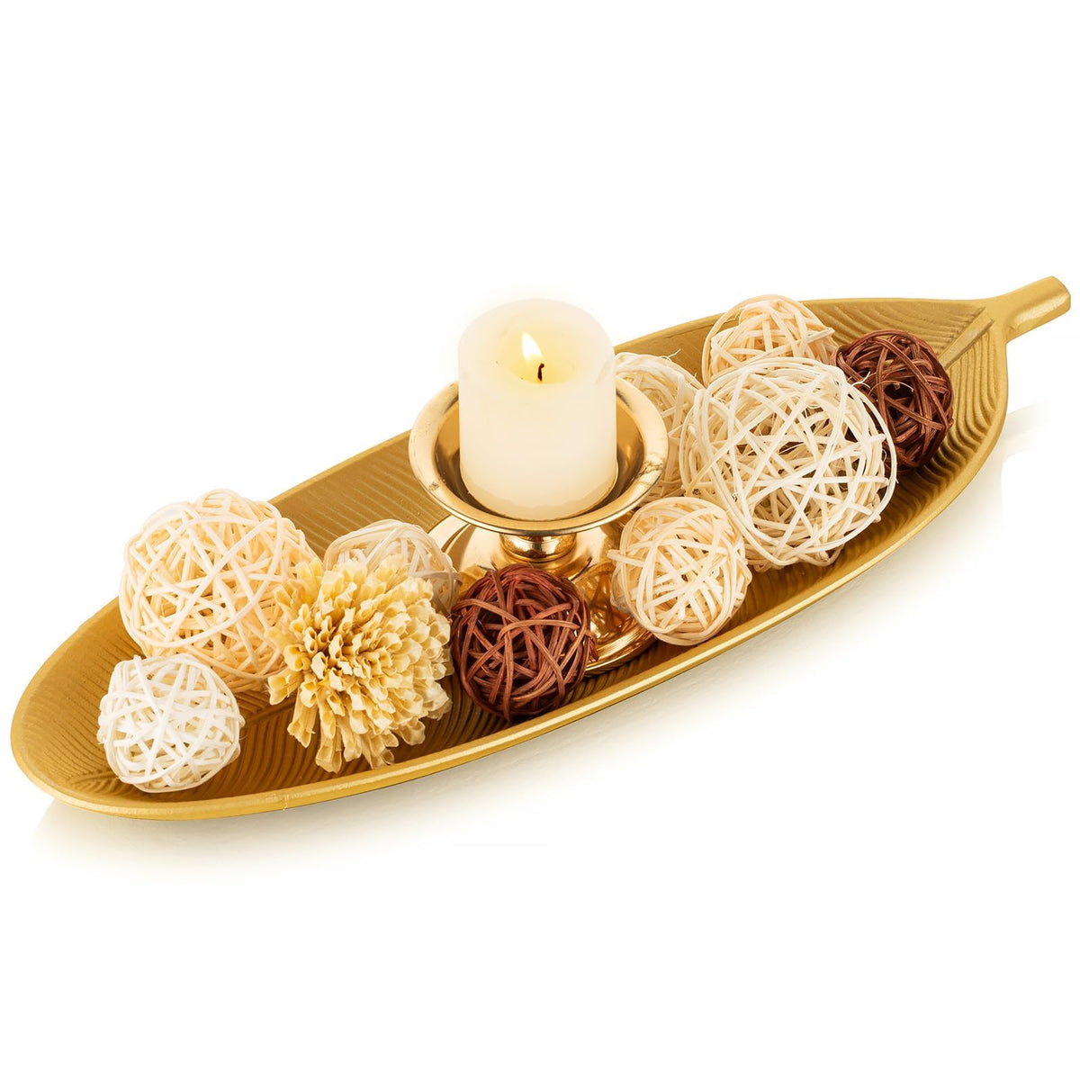 Hanobe Leaf Wooden Decorative Tray, Wood Key Bowl for Entryway Table Decor