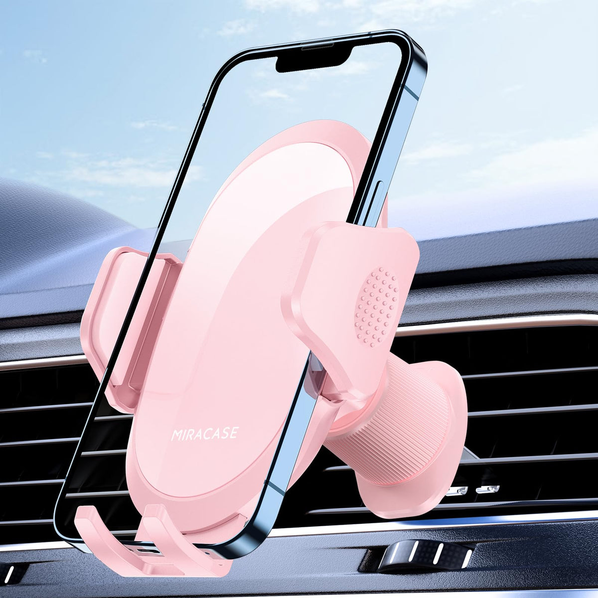 Miracase Phone Holders for Your Car with Metal Hook Clip, Air Vent Cell Phone Stand Car Mount, Universal Automobile Cradle for Garmin GPS Fit iPhone Android and All Smartphones, Dark Black