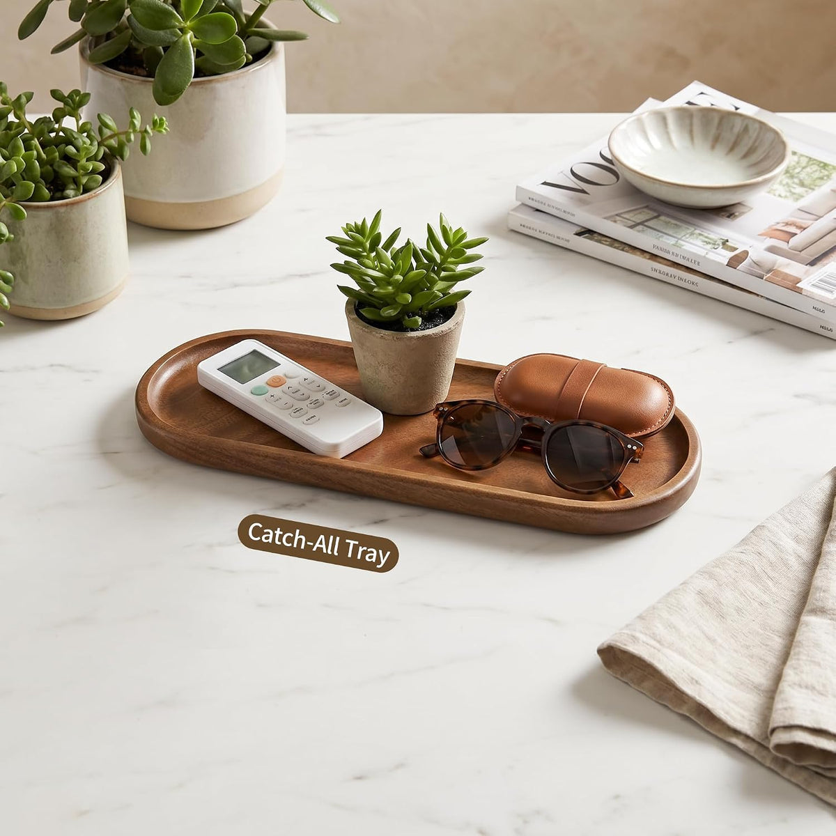 Small Wooden Tray | Acacia Wood Serving Tray Platter Mini Vanity Tray Decor