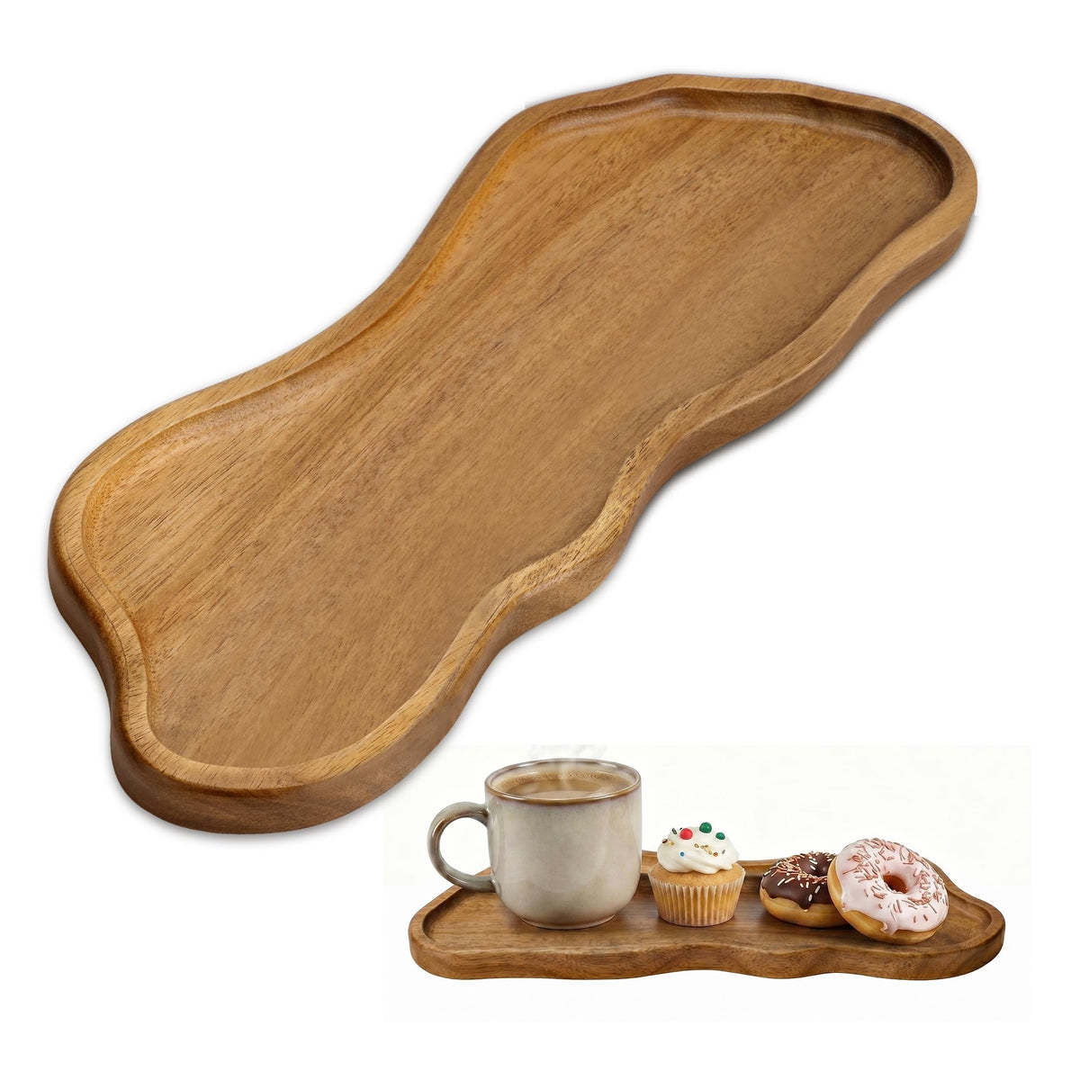 Small Wooden Tray | Acacia Wood Serving Tray Platter Mini Vanity Tray Decor