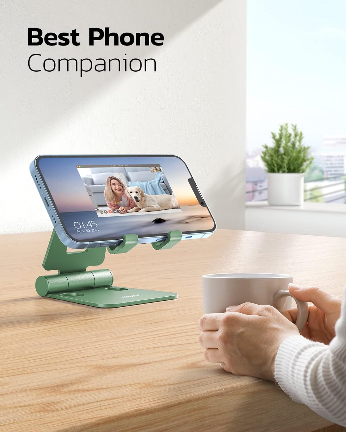 Nulaxy Full Aluminum Dual Folding Cell Phone Stand for Desk, Green