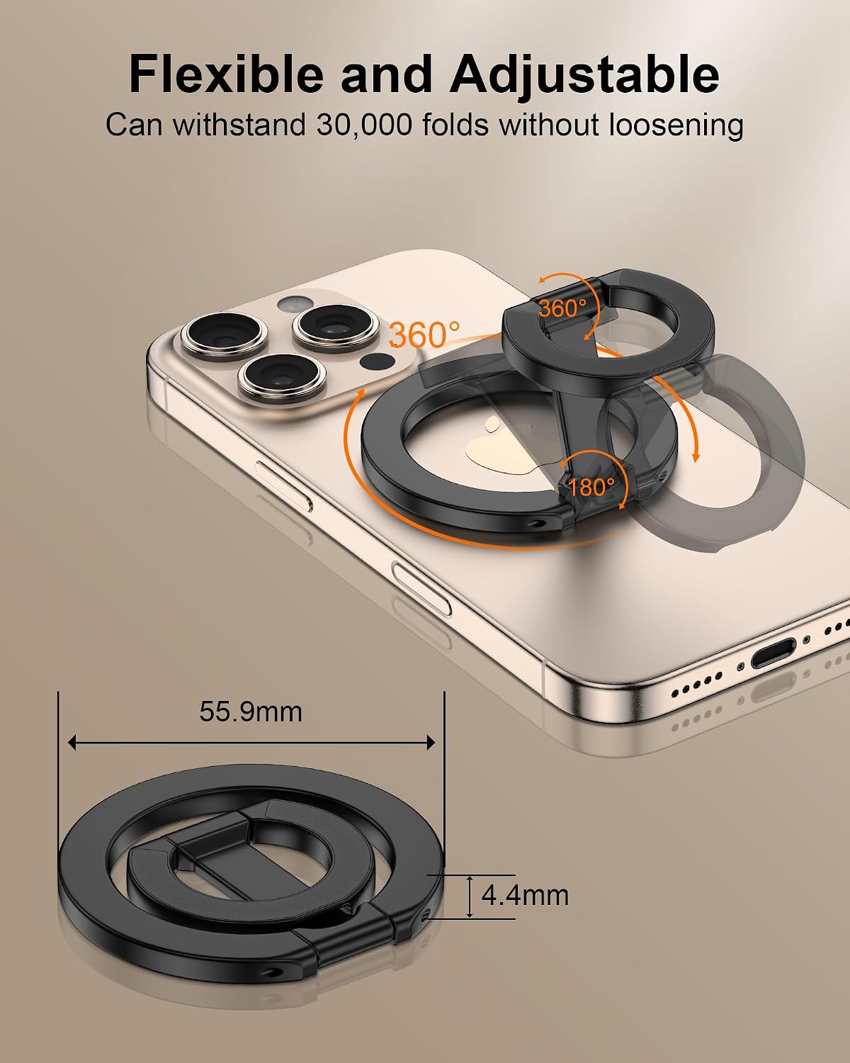 MagSafe Phone Grip Holder Dual-Sided Magnetic Finger Ring with Kickstand