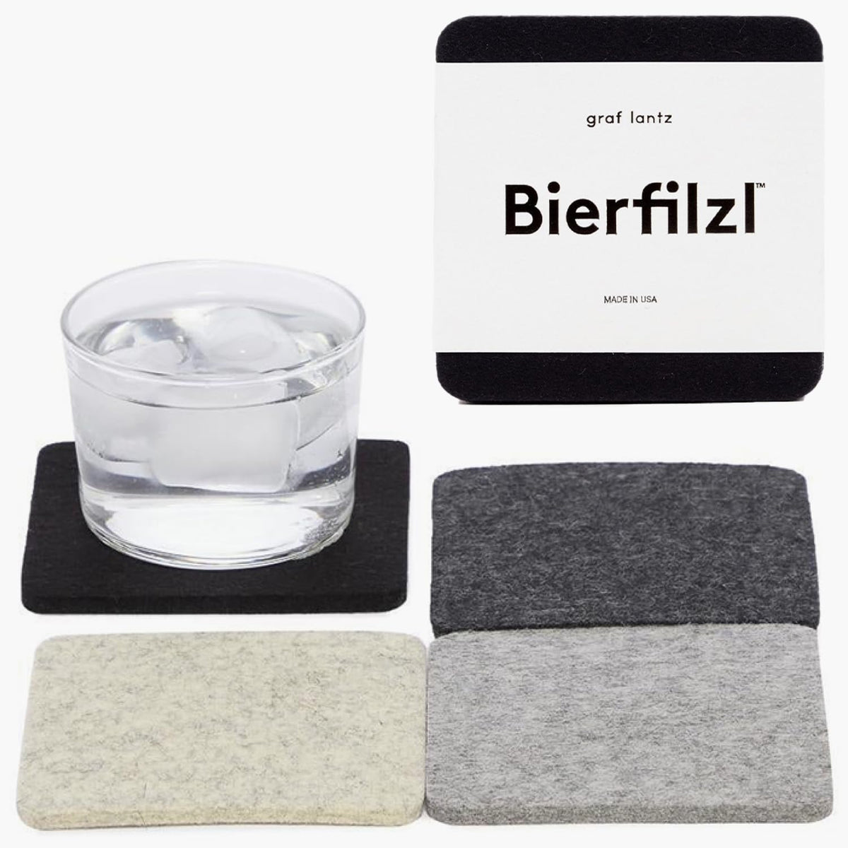 Graf Lantz - Bierfilzl Merino Wool Round Coasters Set of 4 - Charcoal (4" Circles) - Absorbs 30% of Weight - German Wool - Heat Resistant, Sustainable, & Reusable - Home Decor & Coffee Table Decor