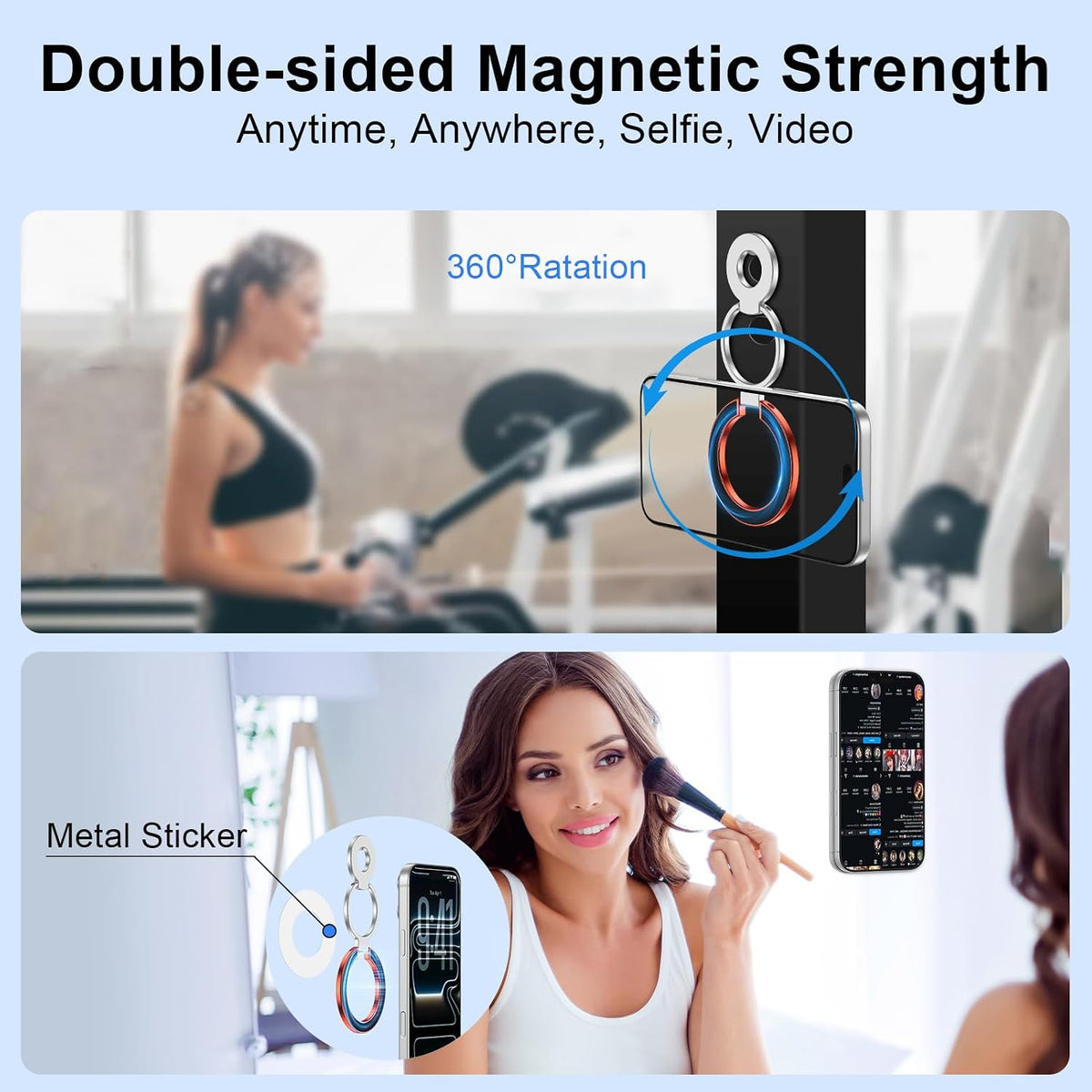 MagSafe Phone Grip Holder Dual-Sided Magnetic Finger Ring Stand for iPhone