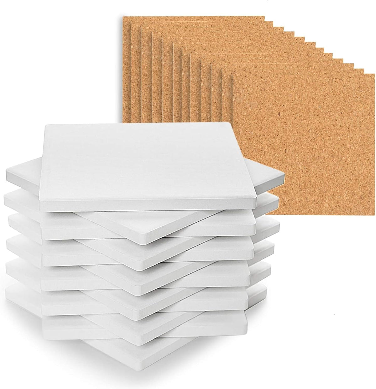 Blank Ceramic Coasters White Ceramic Tiles for Crafts 4x4 in 12 Pcs