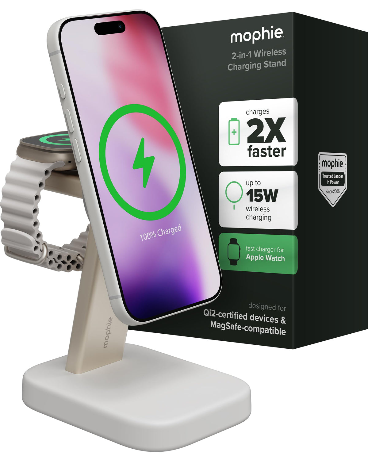 Mophie 3-in-1 Wireless Charging Stand - Qi2-Certified w/Up to 15W Power