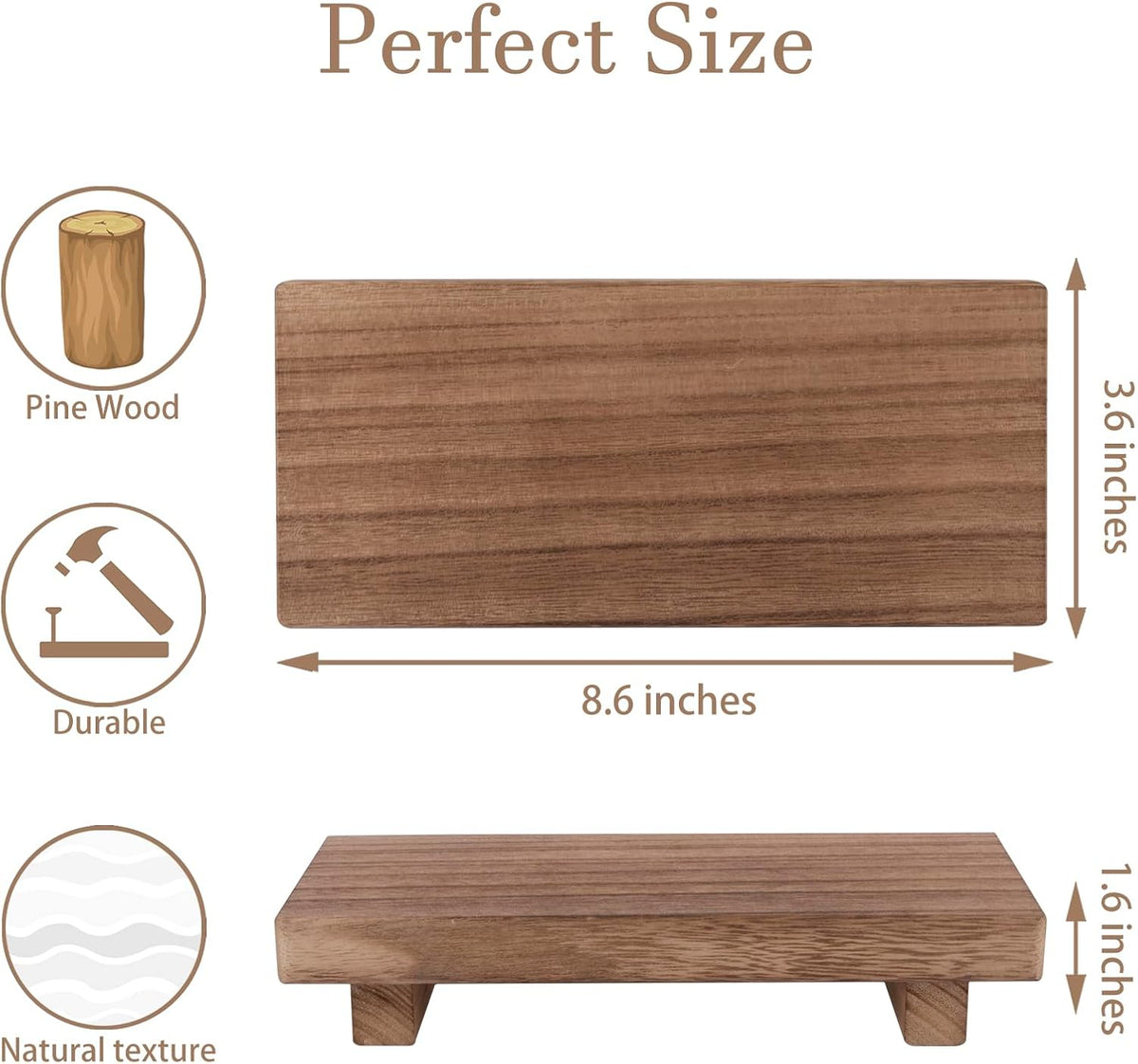Wood Bathroom Tray Farmhouse Decor Kitchen Soap Holder, 8.7"x3.6" Brown