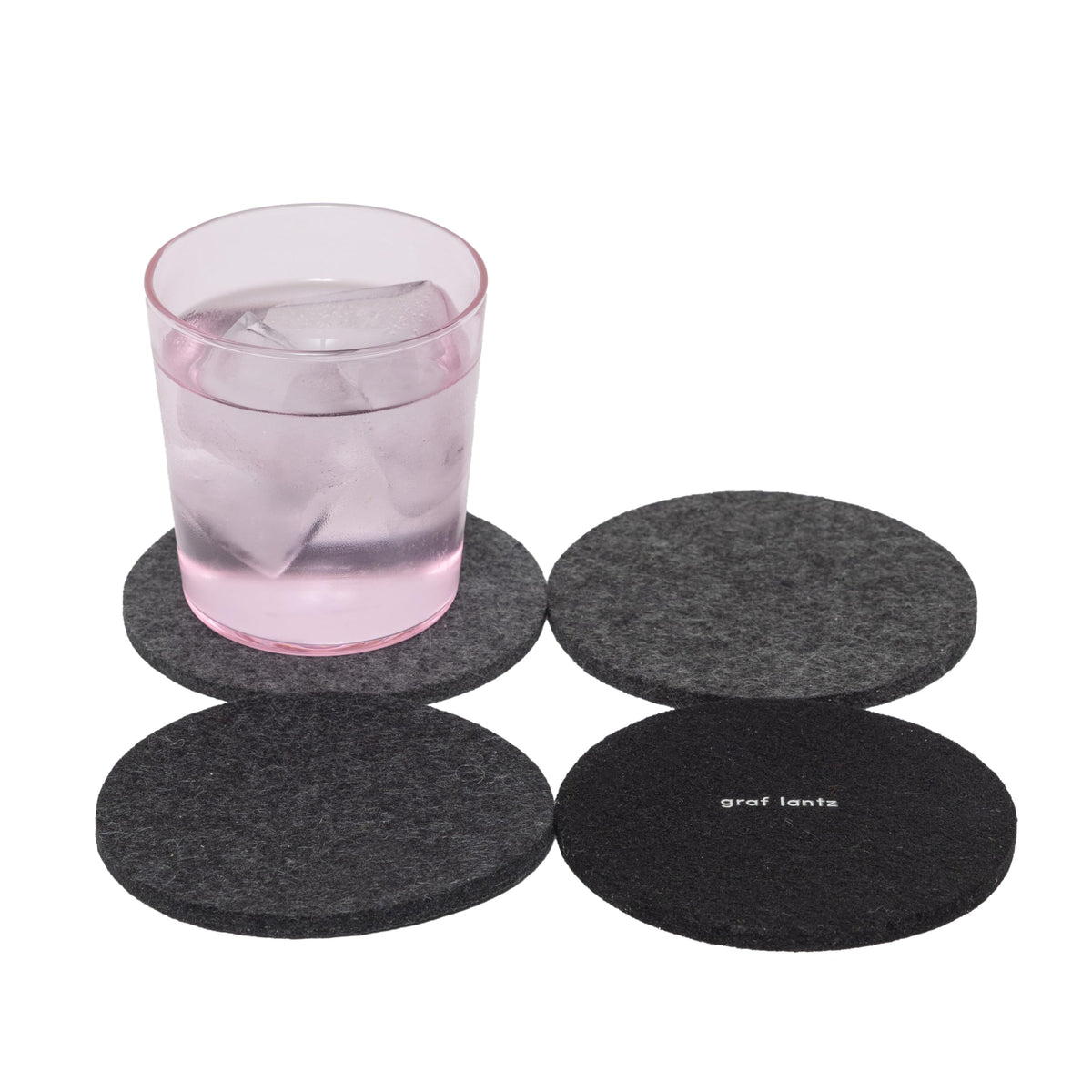 Graf Lantz - Bierfilzl Merino Wool Round Coasters Set of 4 - Charcoal (4" Circles) - Absorbs 30% of Weight - German Wool - Heat Resistant, Sustainable, & Reusable - Home Decor & Coffee Table Decor