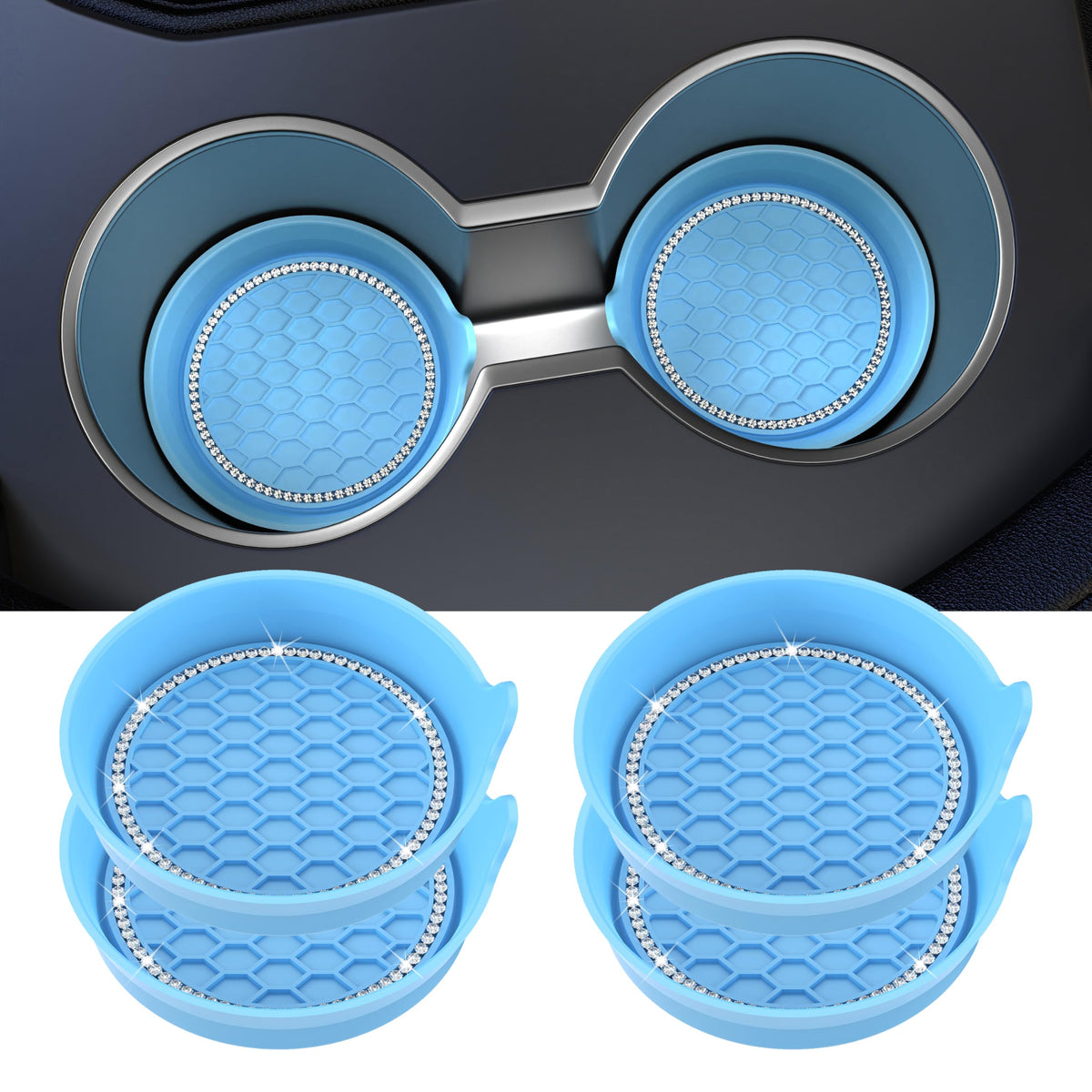 Amooca 4-Pack Car Cup Holder Coaster Bling Crystal Rhinestone Car Interior