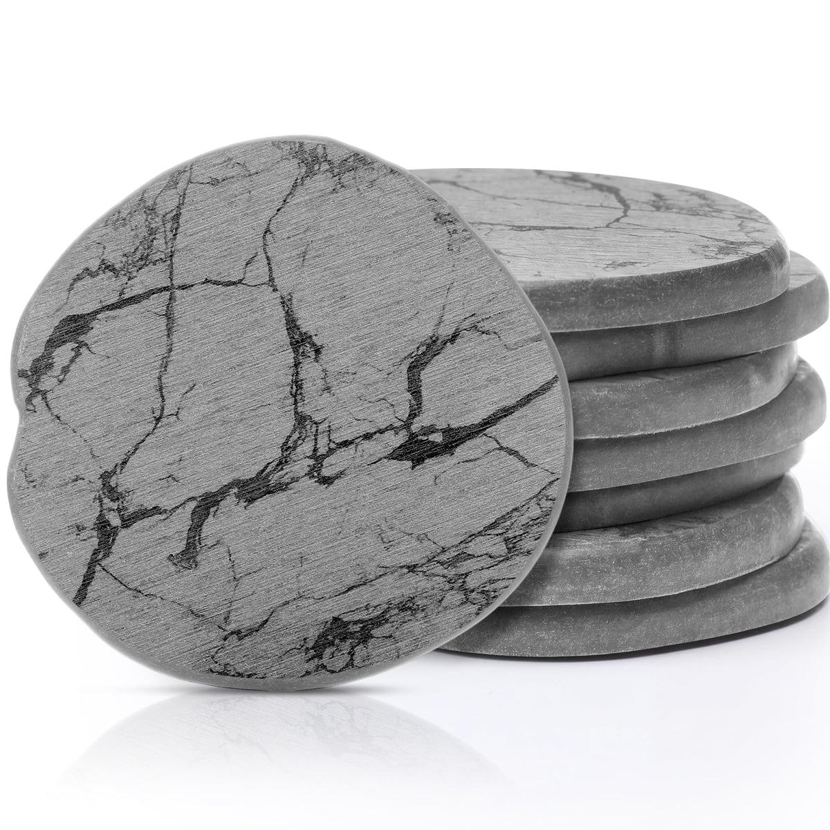 Diatomaceous Earth Coasters Set of 4,Cool Absorbent Quick-Dry Drink Coasters for Desks, Cute Modern Stone Design with Stylish White Aesthetic (4, White)