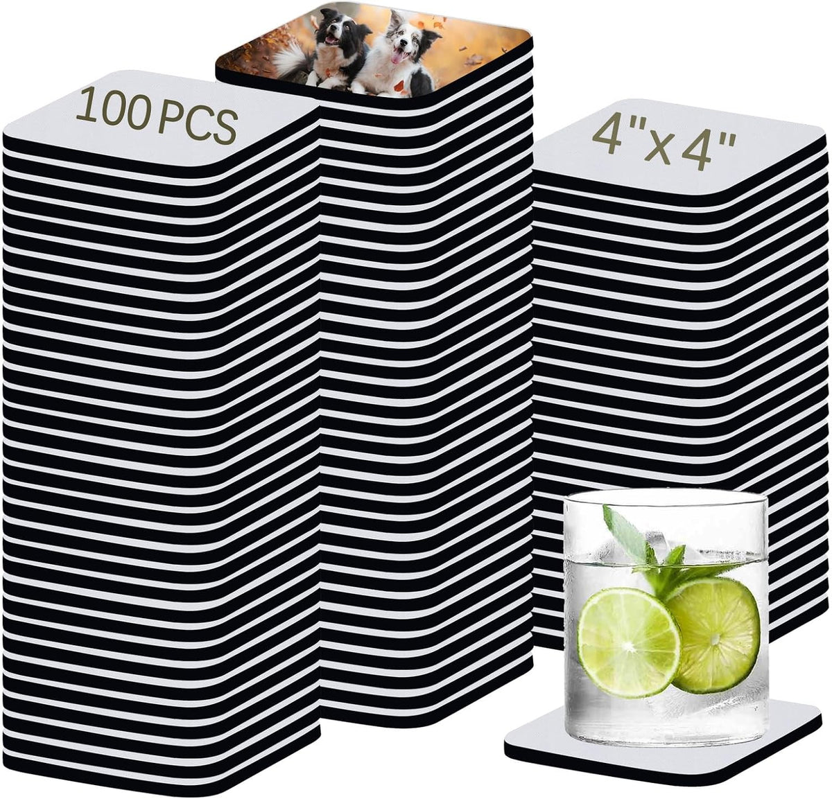 80 PCS Sublimation Blank Cup Coasters Bulk, 4x4 Inch Round Blank Cup Mat Rubber for Sublimation Transfer Heat Press Printing DIY Crafts