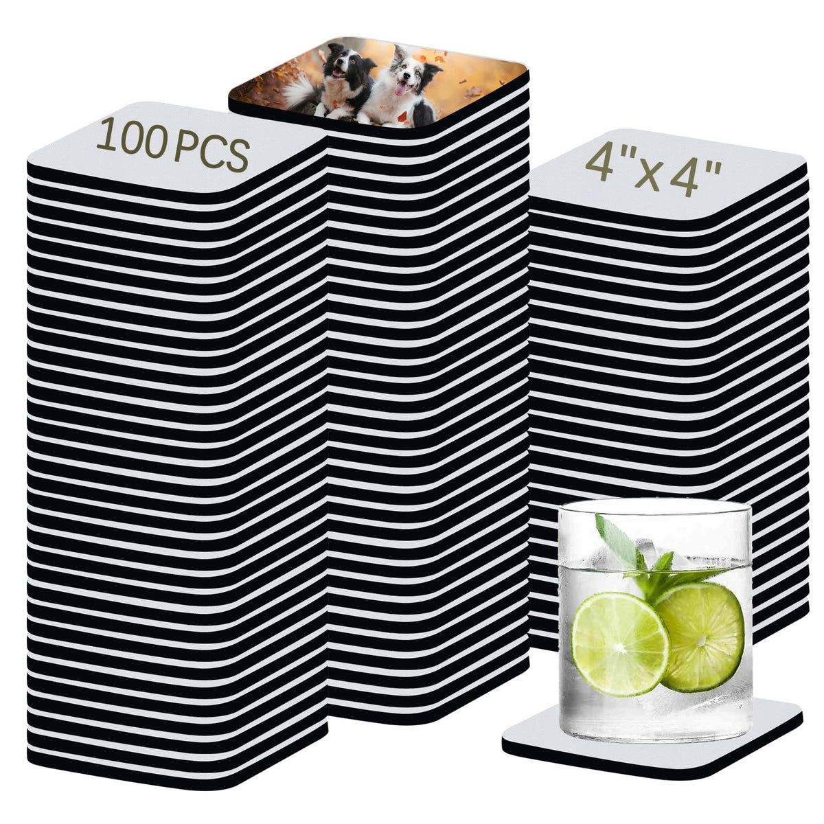 80 PCS Sublimation Blank Cup Coasters Bulk, 4x4 Inch Round Blank Cup Mat Rubber for Sublimation Transfer Heat Press Printing DIY Crafts