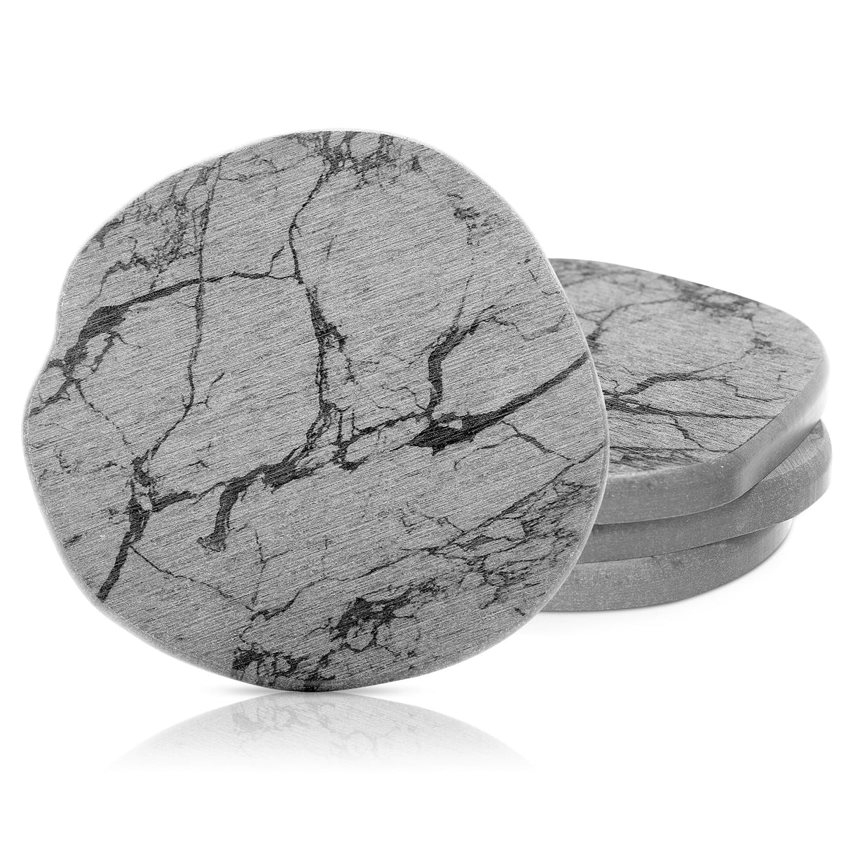 Diatomaceous Earth Coasters Set of 4,Cool Absorbent Quick-Dry Drink Coasters for Desks, Cute Modern Stone Design with Stylish White Aesthetic (4, White)