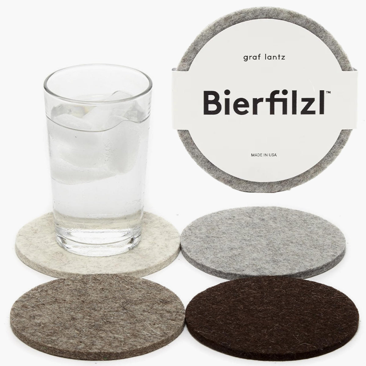 Graf Lantz - Bierfilzl Merino Wool Round Coasters Set of 4 - Charcoal (4" Circles) - Absorbs 30% of Weight - German Wool - Heat Resistant, Sustainable, & Reusable - Home Decor & Coffee Table Decor