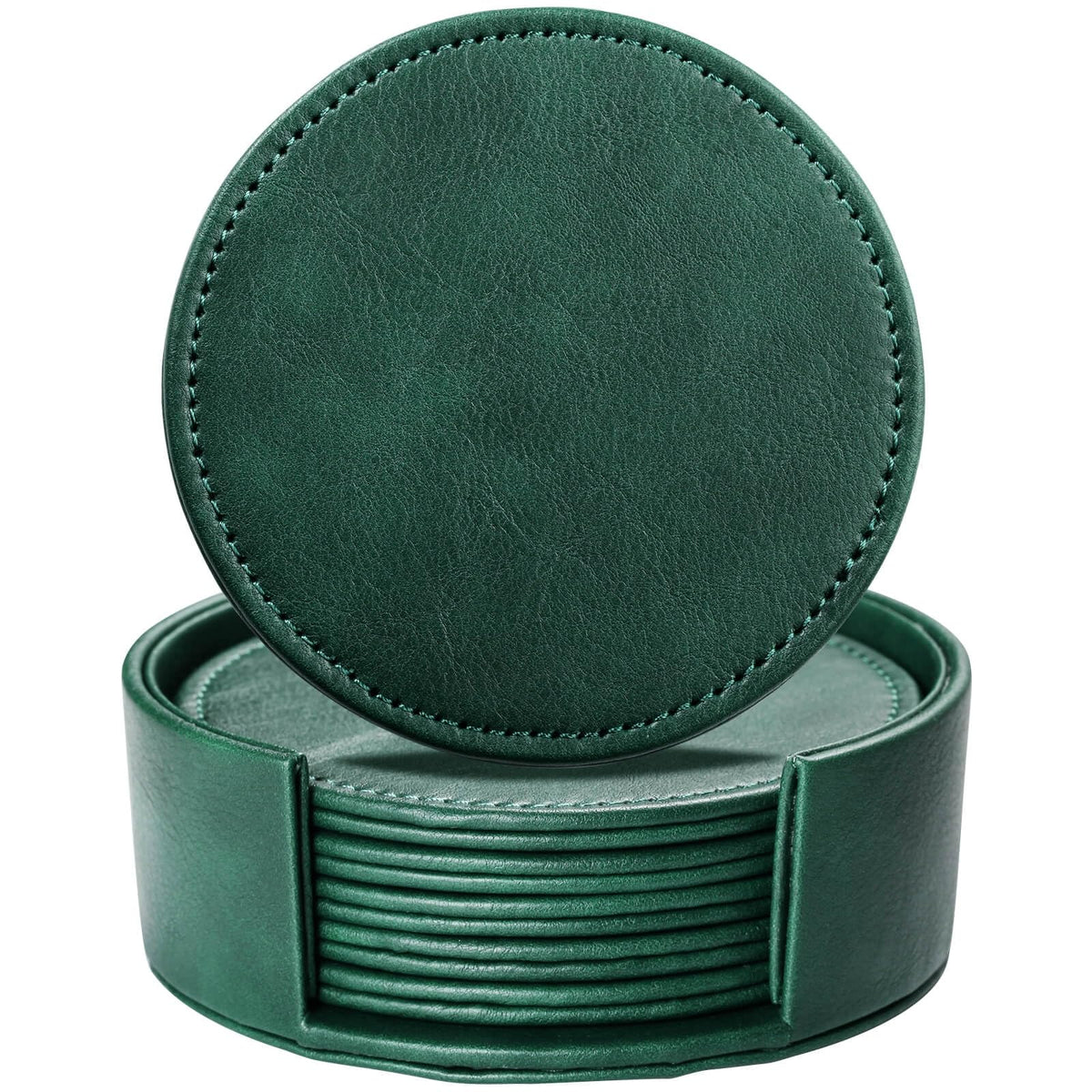 LAMOTI Leather Coasters for Drinks, Drink Coasters Set of 6 with Holder