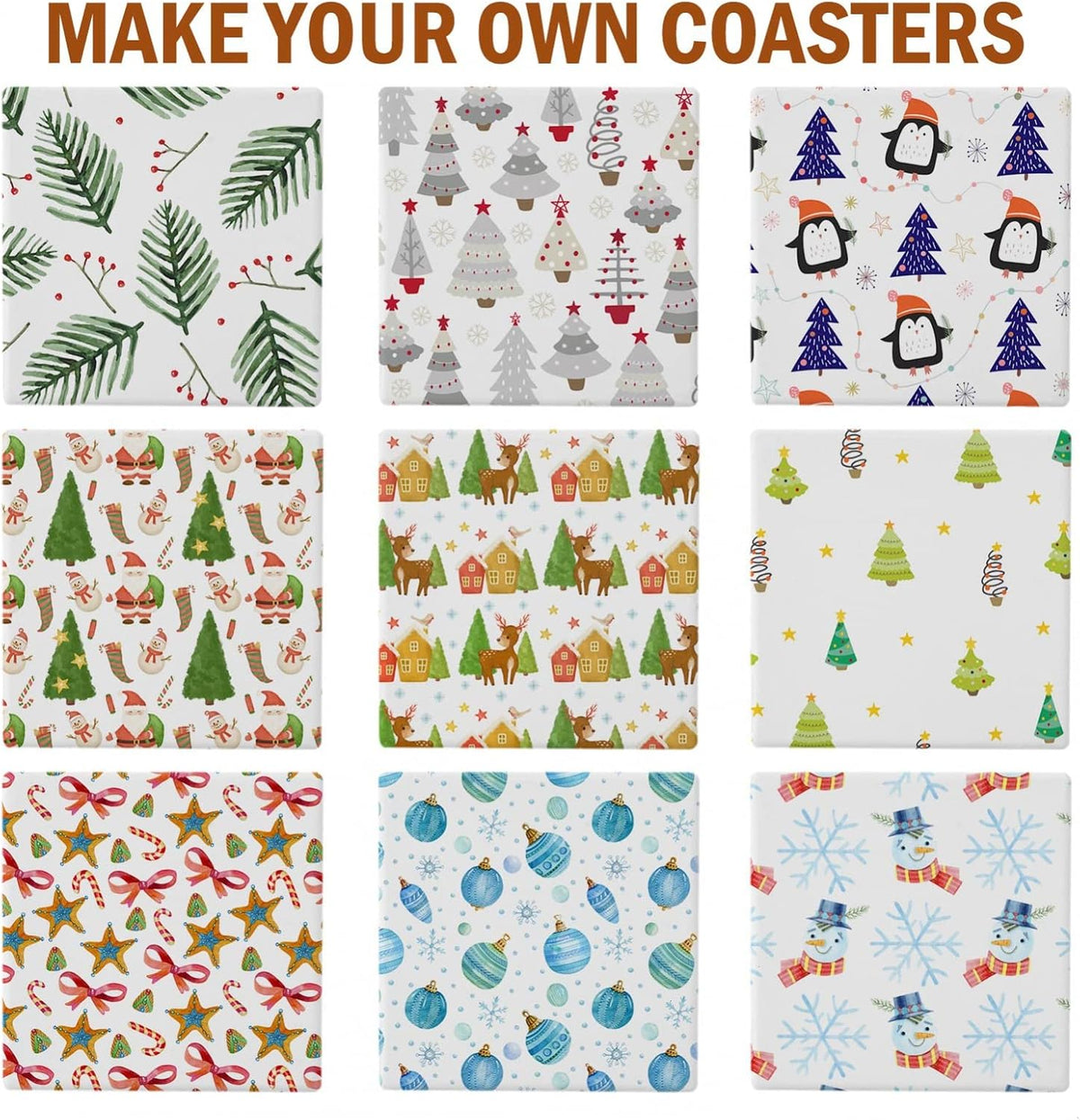 24 Pcs Blank Ceramic Coasters White Ceramic Tiles for Crafts 4x4 in