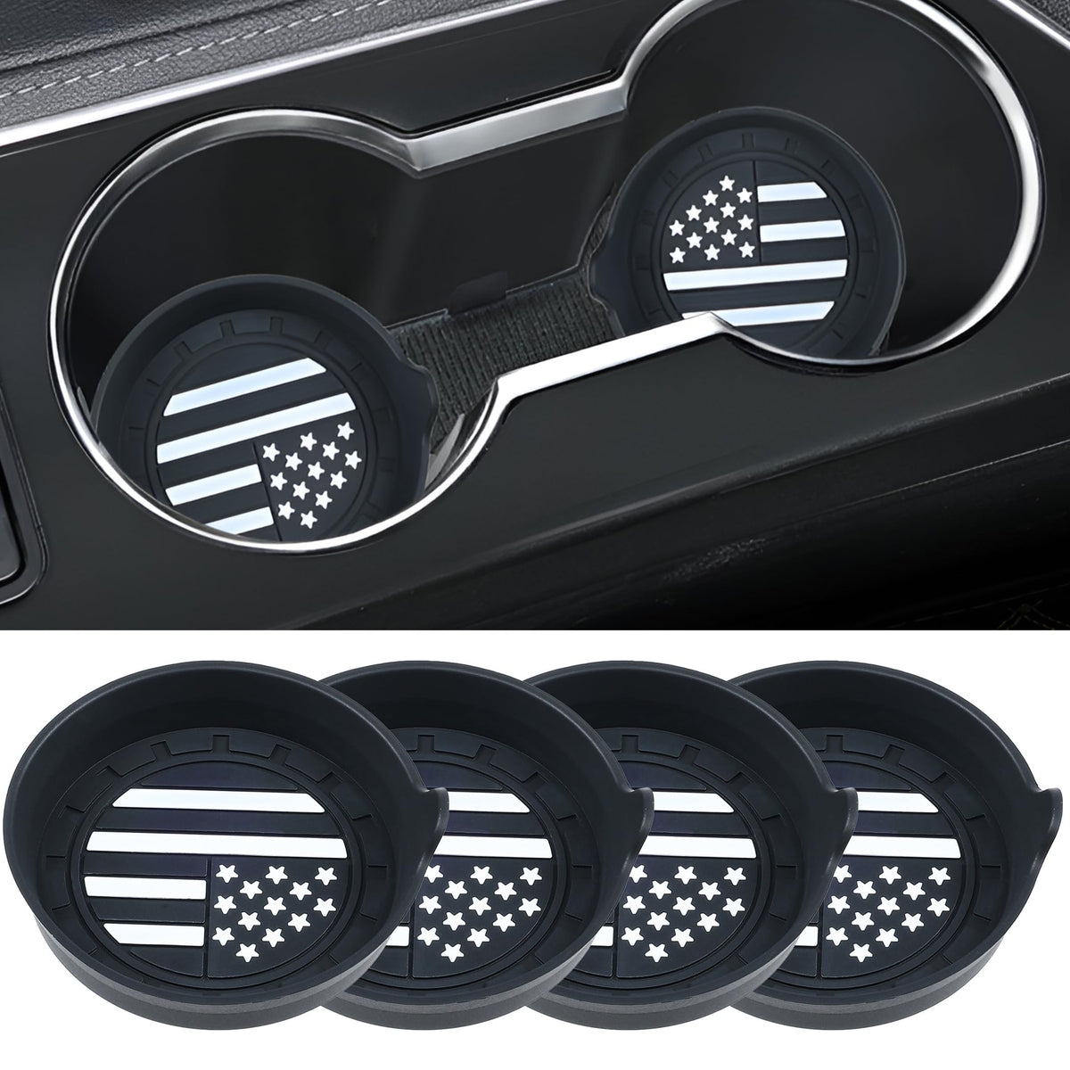 Amooca 4-Pack Car Cup Holder Coaster Bling Crystal Rhinestone Car Interior