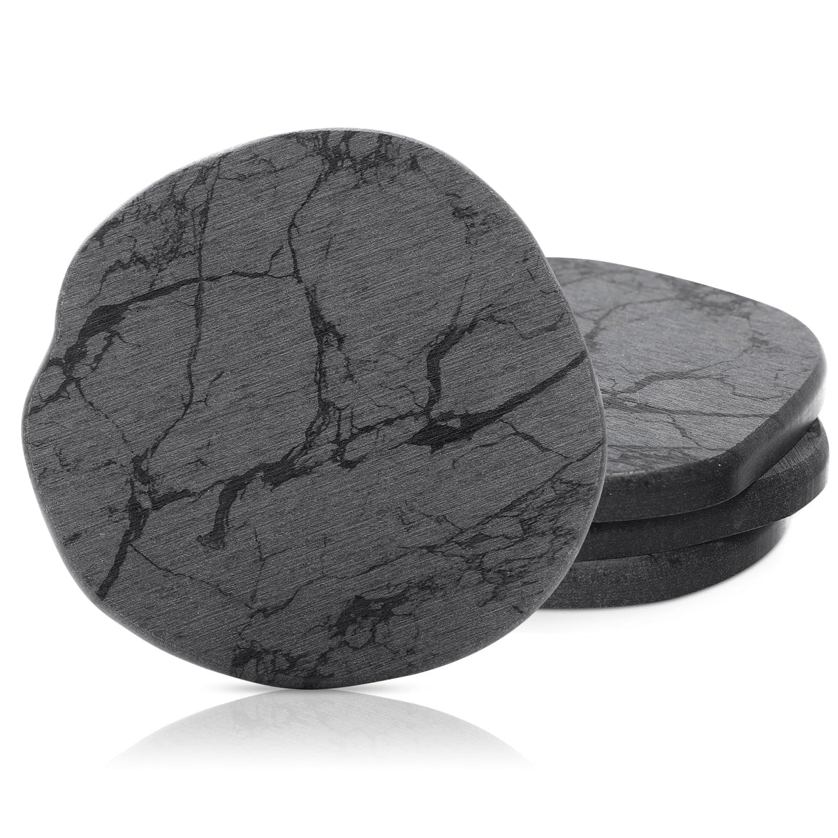 Diatomaceous Earth Coasters Set of 4,Cool Absorbent Quick-Dry Drink Coasters for Desks, Cute Modern Stone Design with Stylish White Aesthetic (4, White)
