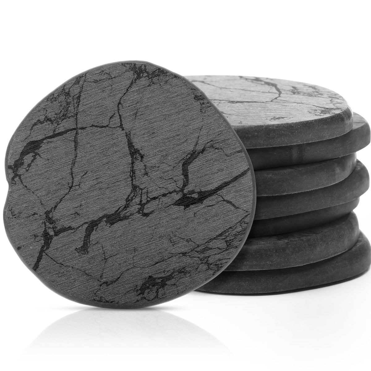 Diatomaceous Earth Coasters Set of 4,Cool Absorbent Quick-Dry Drink Coasters for Desks, Cute Modern Stone Design with Stylish White Aesthetic (4, White)