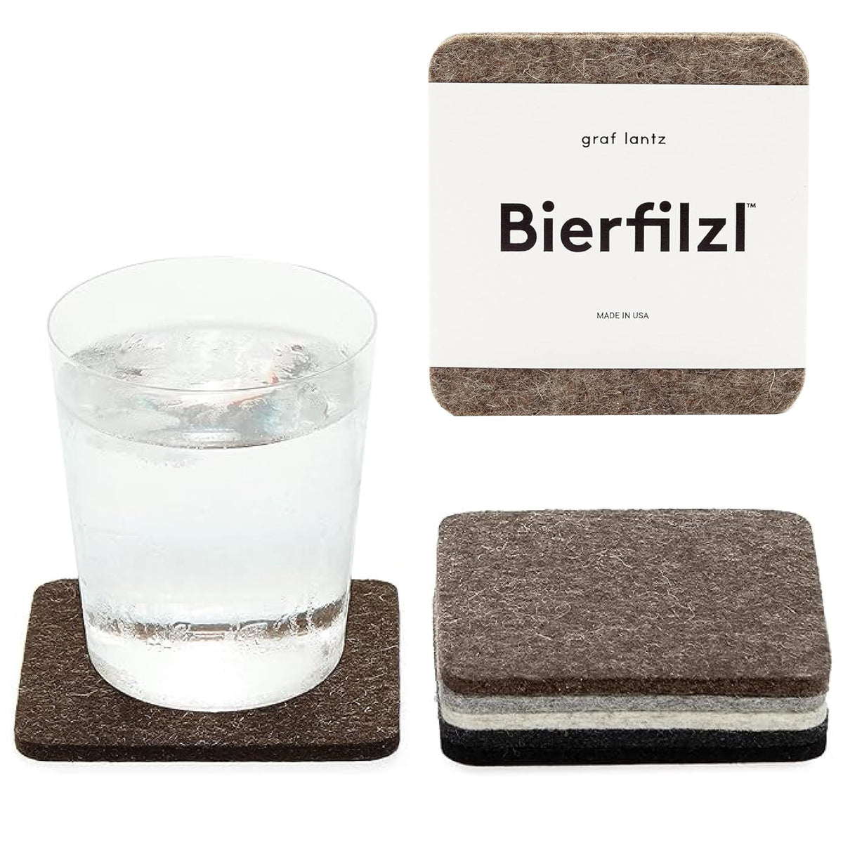 Graf Lantz - Bierfilzl Merino Wool Round Coasters Set of 4 - Charcoal (4" Circles) - Absorbs 30% of Weight - German Wool - Heat Resistant, Sustainable, & Reusable - Home Decor & Coffee Table Decor