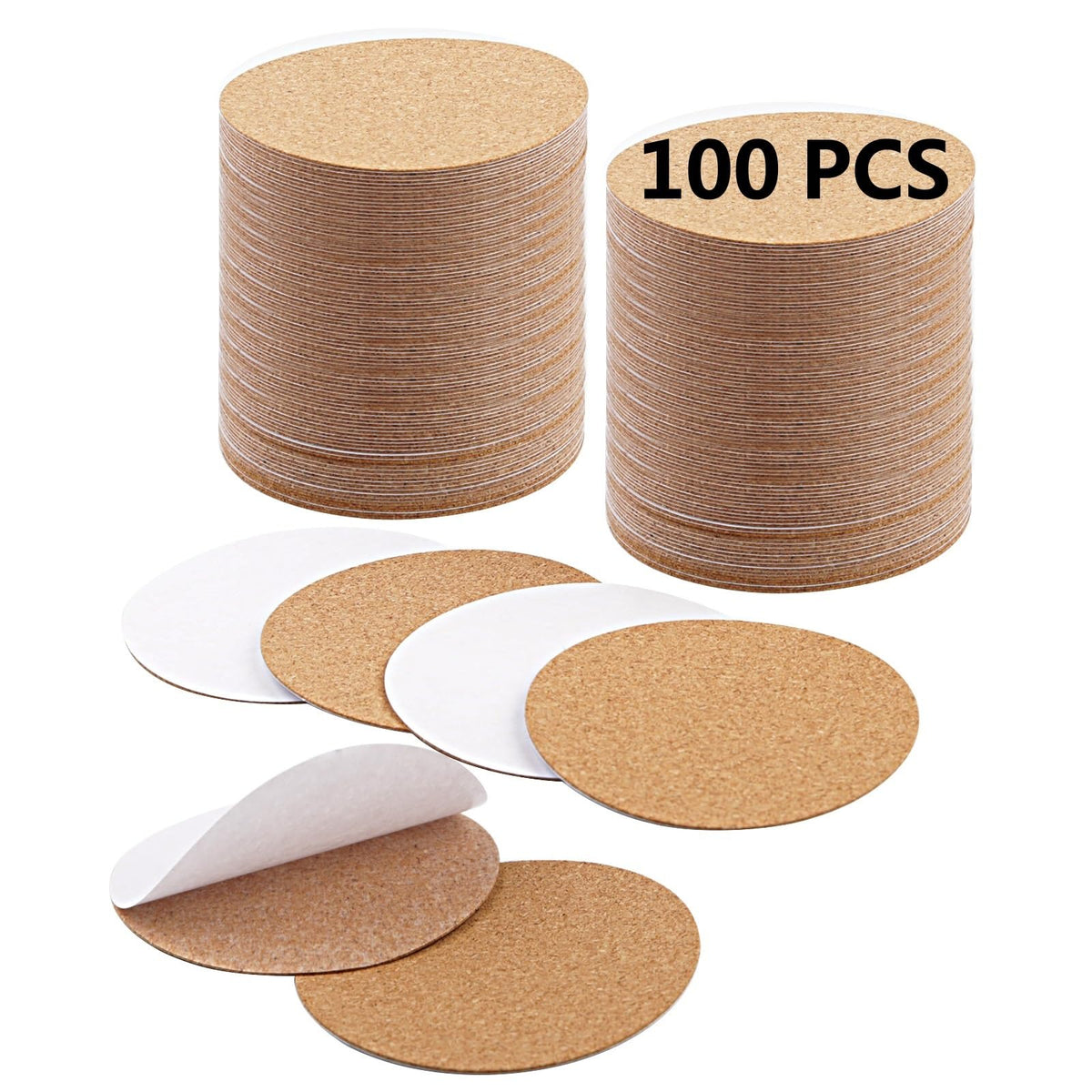 60 PCS self Adhesive Cork for Coasters Bulk,4 inches Coaster Bottoms self Adhesive,Round Coaster Backing with self Adhesive,DIY Crafts Drinks Cork Coasters