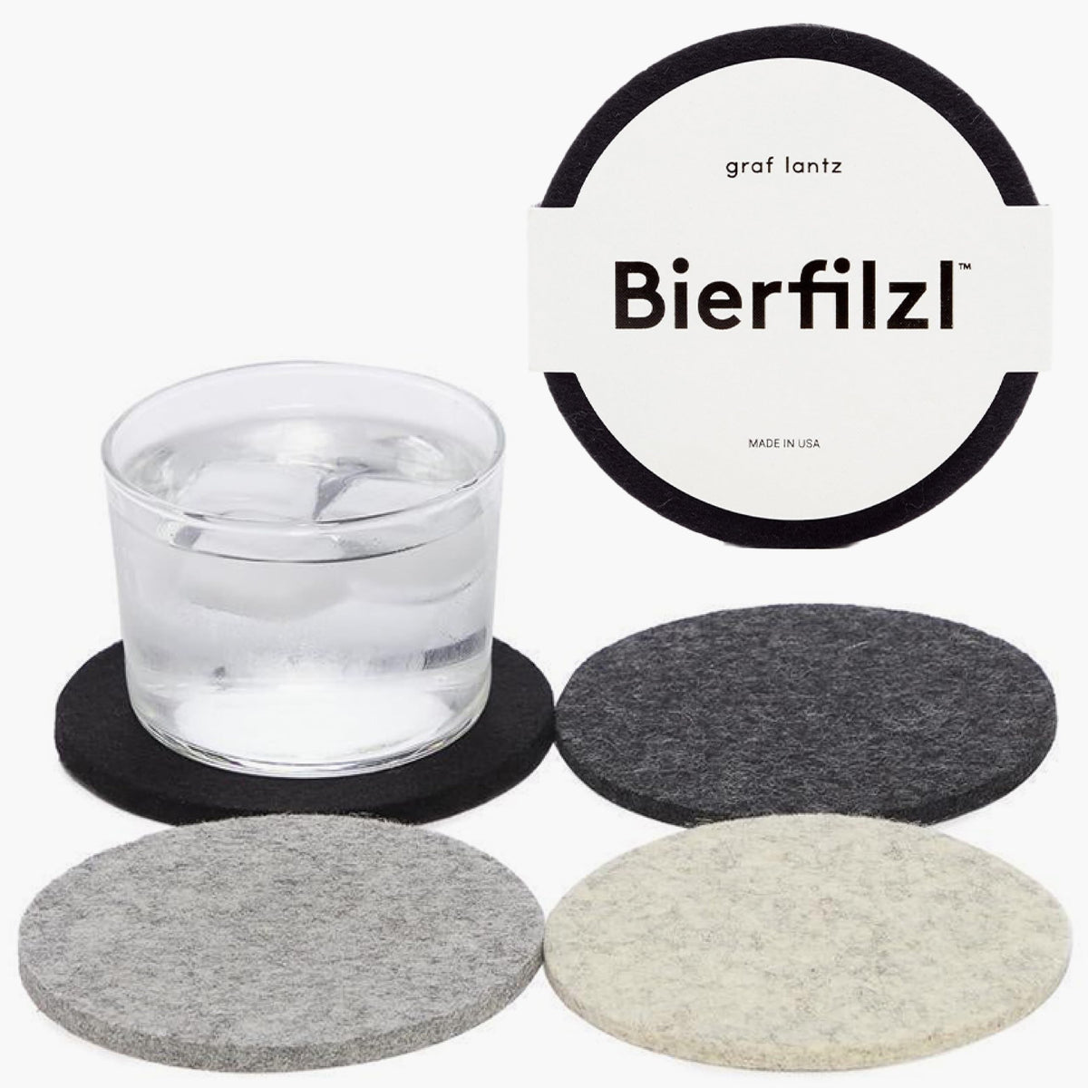 Graf Lantz - Bierfilzl Merino Wool Round Coasters Set of 4 - Charcoal (4" Circles) - Absorbs 30% of Weight - German Wool - Heat Resistant, Sustainable, & Reusable - Home Decor & Coffee Table Decor