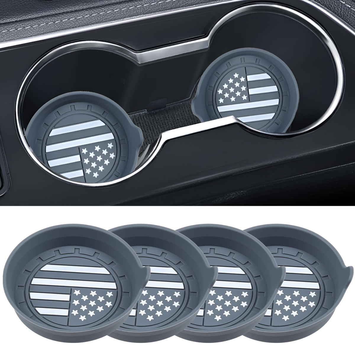 Amooca 4-Pack Car Cup Holder Coaster Bling Crystal Rhinestone Car Interior