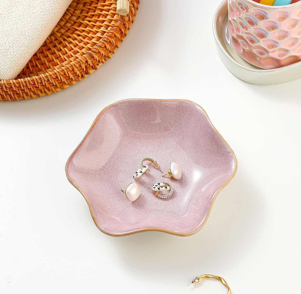 Ceramic Jewelry Dish Tray, Ring Dish Holder,Trinket Tray,Small Key Bowl