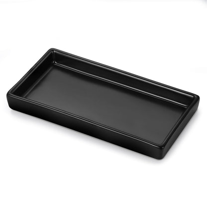 Luxspire Bathroom Vanity Tray Ceramic Perfume and Jewelry Dish, Mini, Black