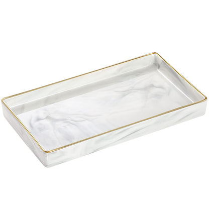 Luxspire Bathroom Vanity Tray Ceramic Perfume and Jewelry Dish, Mini, Black