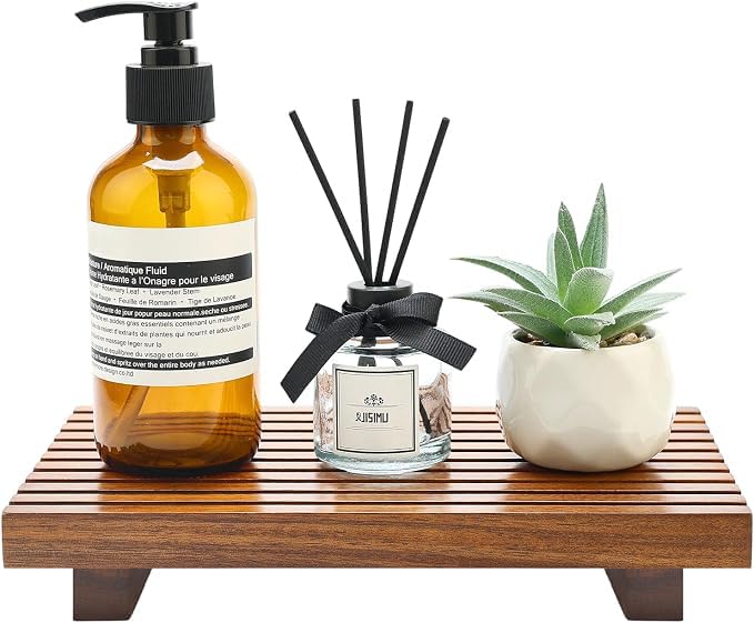 Acacia Wood Riser for Bathroom Counter Tray Decor Kitchen Sink Soap Dish