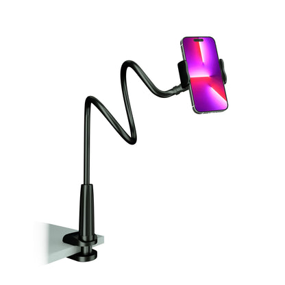 MAGIPEA Gooseneck Phone Holder for Bed, 30in Flexible Overhead Cell Phone Mount for Desk, Hands-Free Viewing Clamp Stand Compatible with iPhone 17 16 15 Pro Max and 3.5-7" Devices