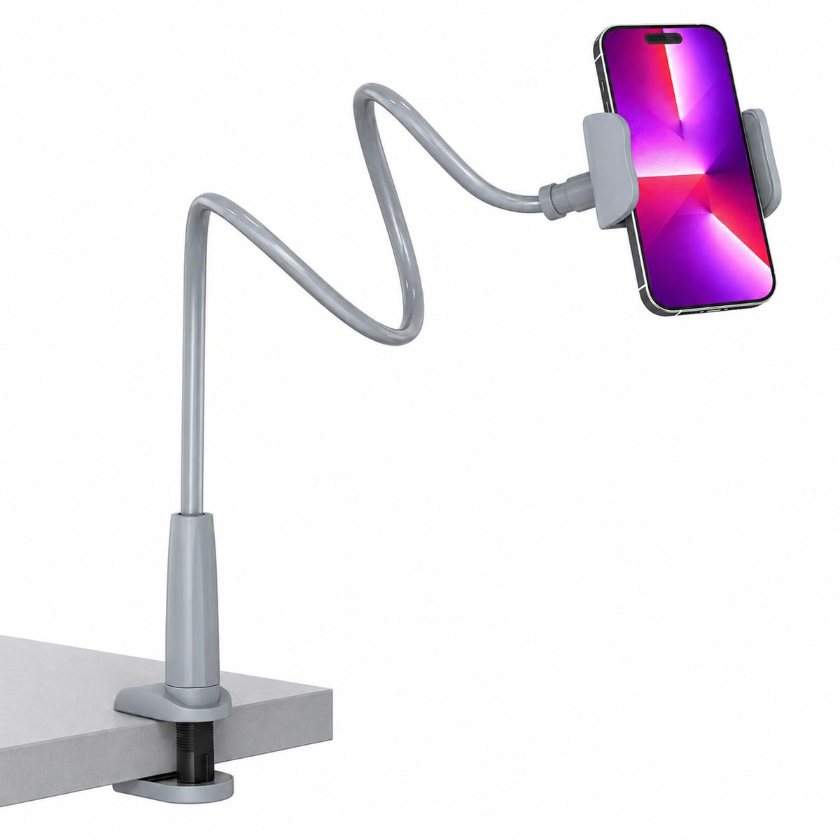 MAGIPEA Gooseneck Phone Holder for Bed, 30in Flexible Overhead Cell Phone Mount for Desk, Hands-Free Viewing Clamp Stand Compatible with iPhone 17 16 15 Pro Max and 3.5-7" Devices