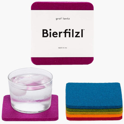 Graf Lantz - Bierfilzl Merino Wool Round Coasters Set of 4 - Charcoal (4" Circles) - Absorbs 30% of Weight - German Wool - Heat Resistant, Sustainable, & Reusable - Home Decor & Coffee Table Decor