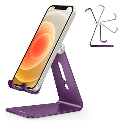 OMOTON C2 Adjustable Aluminum Cell Phone Stand with Charging Cutout, Silver