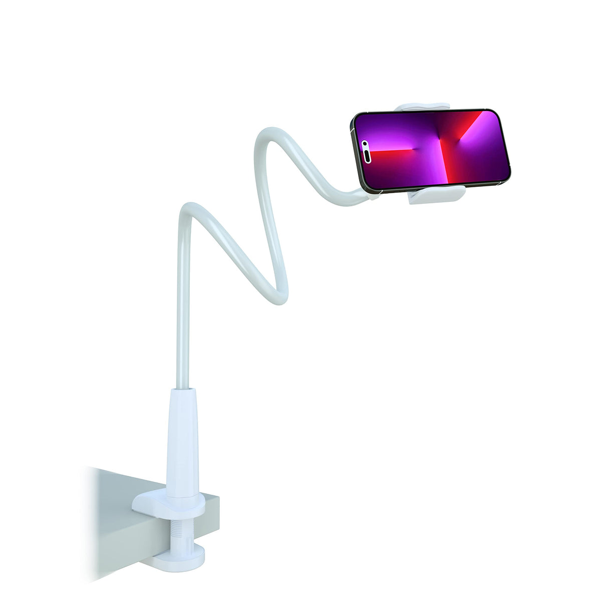 MAGIPEA Gooseneck Phone Holder for Bed, 30in Flexible Overhead Cell Phone Mount for Desk, Hands-Free Viewing Clamp Stand Compatible with iPhone 17 16 15 Pro Max and 3.5-7" Devices