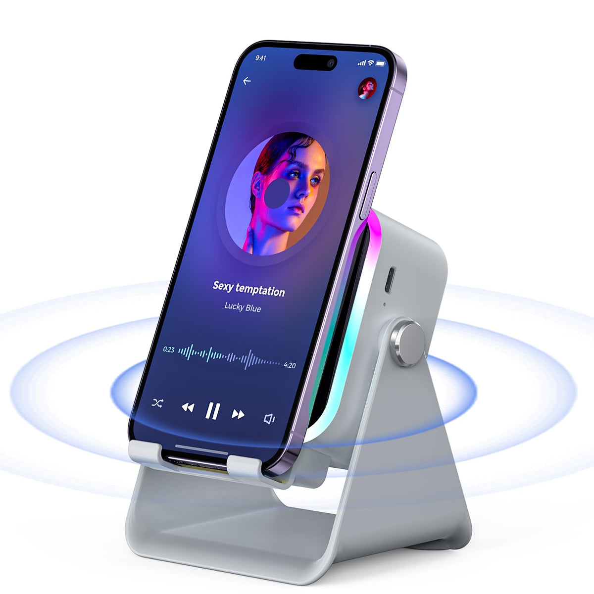 Induction Speaker with Phone Stand 5 in 1 Wireless Bluetooth Audio Black