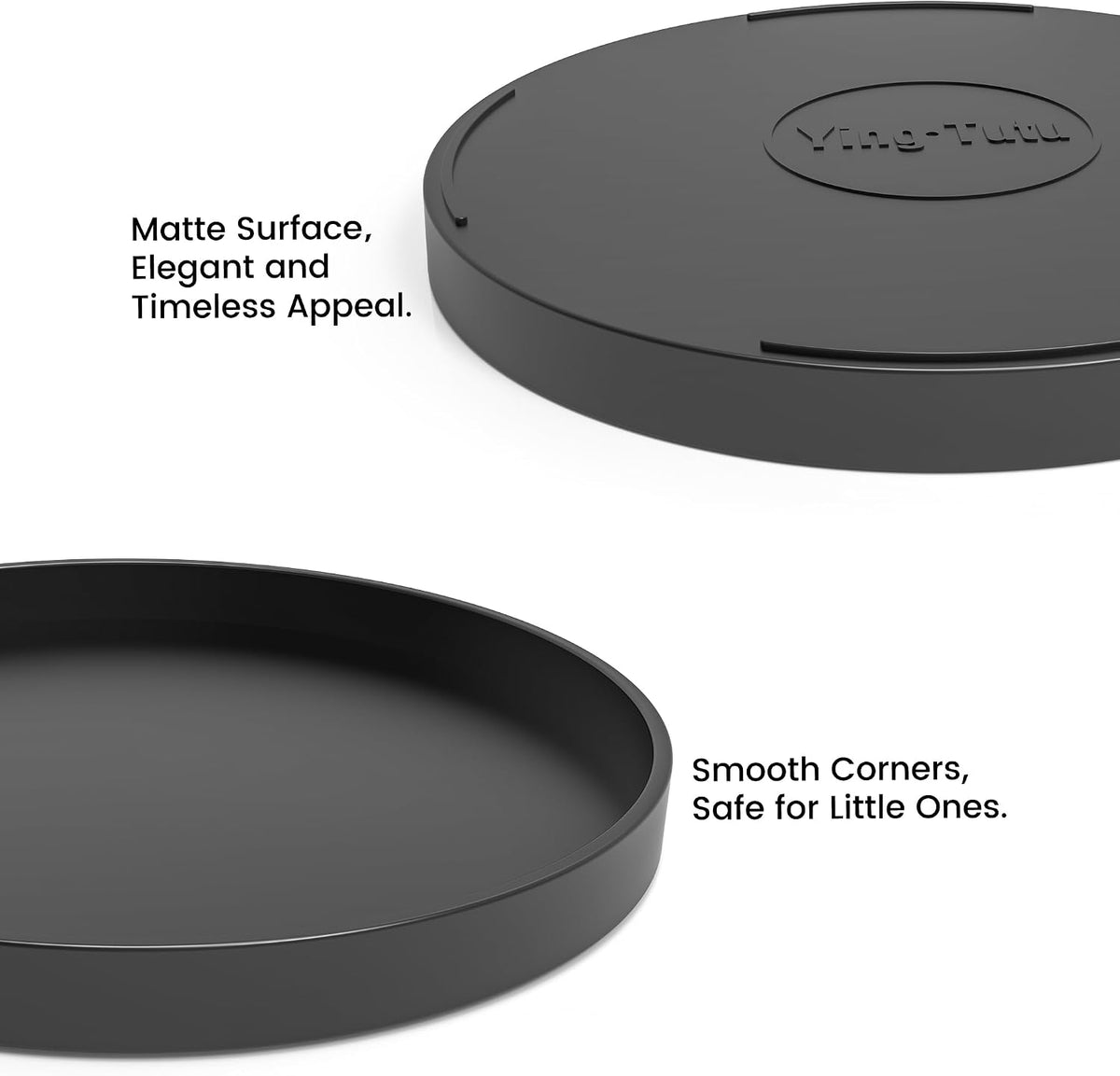 Bathroom Vanity Tray, 1 Pack 9" ABS Black Round Vanity Trays for Bathroom Counter, Dresser Decor Trays for Perfume, Candles, Keys, Kitchen Countertop Organizer, Decorative Tray Soap Holder